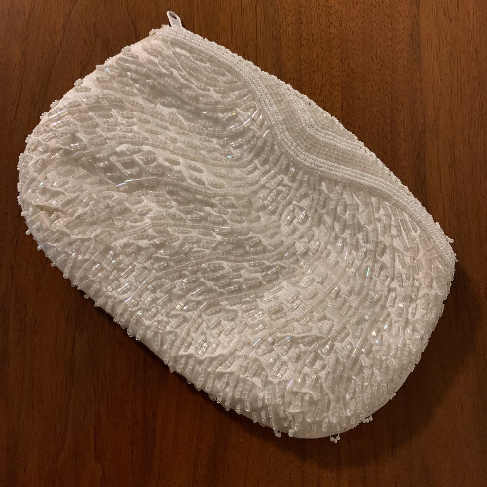 Ivory Beaded Clutch